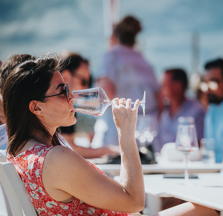 Wine Tasting in the Summer on Red Barn Patio